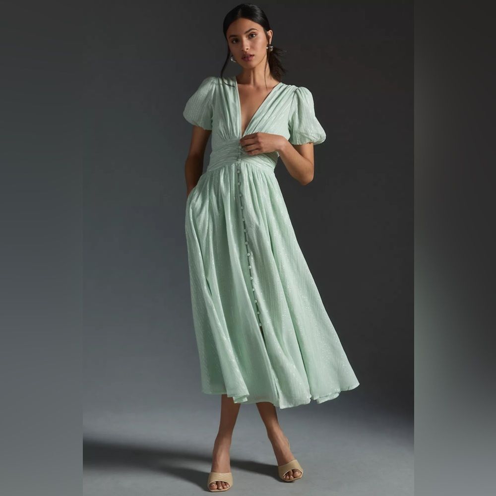 Anthropologie The Katerina Lurex Button-Front Dress 0 NWOT